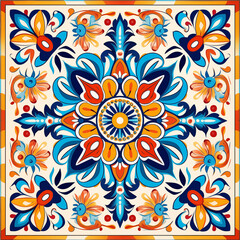 Traditional mexican tiles set. Colorful ethnic ornament. beautiful seamless decorative tile background