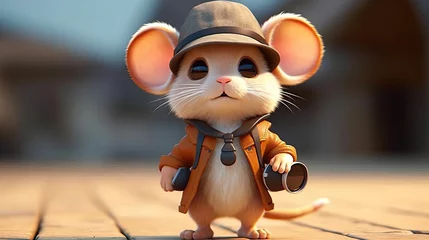 Tuinposter cute mouse cartoon character © Umme