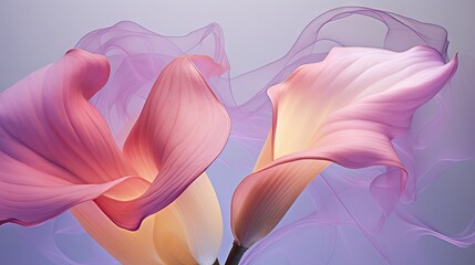  a couple of pink flowers sitting on top of a blue table next to a vase with a pink flower on top of a blue table next to a blue table.  generative ai