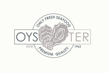 label of fresh oyster shell isolated on light background