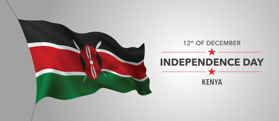 Kenya happy independence day greeting card, banner with template text vector illustration