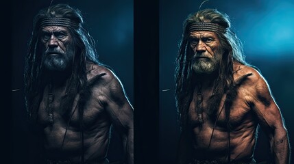 Fototapeta na wymiar real man warrior portrait