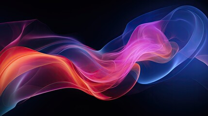  a colorful wave of smoke on a black background with a red and blue swirl on the left side of the image and a red and blue wave on the right side of the left side of the image.  generative ai