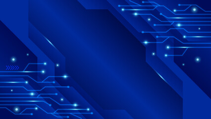 Abstract blue technology background with circuit diagram.