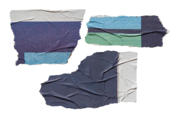 Torn newspaper with blue graphic