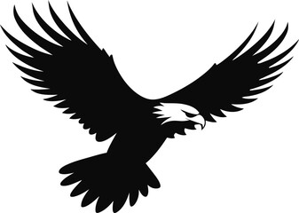 Obraz premium Flying Eagle vector illustration Black and white, black on white background, isolated, logo, tattoo
