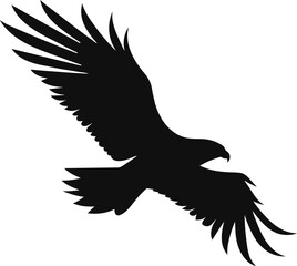 Flying Eagle vector illustration Black and white, black on white background, isolated, logo, tattoo