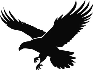 Naklejka premium Raven in flight silhouettes vector on a white background