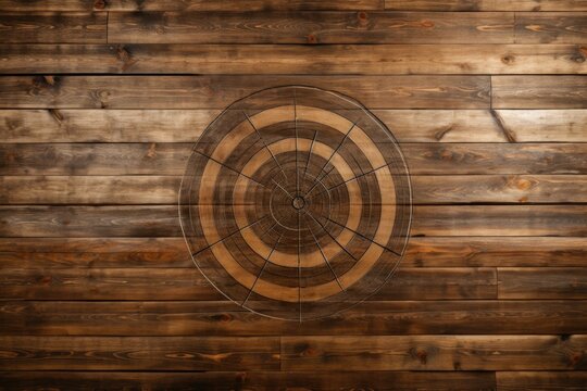 Wooden board with a target for throwing an axe and playing darts