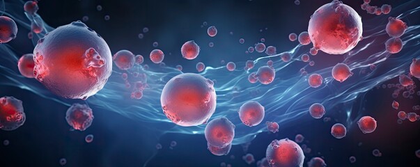 3d rendering of Human cell or Embryonic stem cell microscope background, Geneative AI