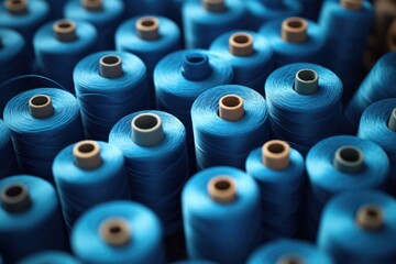 Blue coils with threads in production
