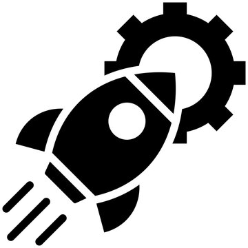 black rocket ship gear icon clip art preview