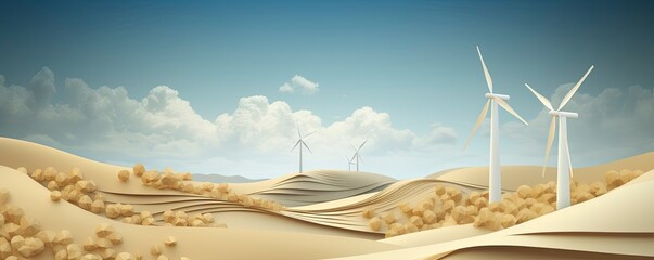 sustainability, zero carbon, net zero, negative carbon, landscape wind turbine, Generative AI