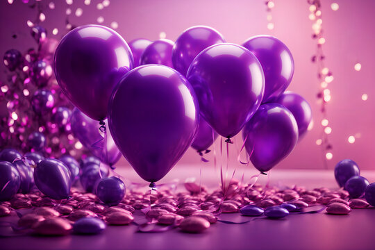 pink /Purple balloons celebration birthday/New Year happy time with balloons