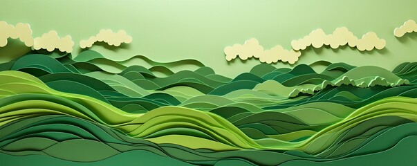 Fototapeta na wymiar Abstract organic green lines as wallpaper background illustration, Generative AI