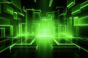 neon green, bright light, futuristic abstract geometric-shaped background graphic, wallpaper, contemporary, beautiful, modern, 3d textured backdrop, 