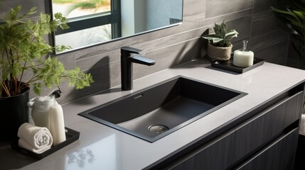 beautiful restroom basin mable countertop home ideas interior background closeup basin in restroom beauty house concept