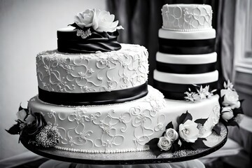 Obraz na płótnie Canvas Black and white Wedding Cake