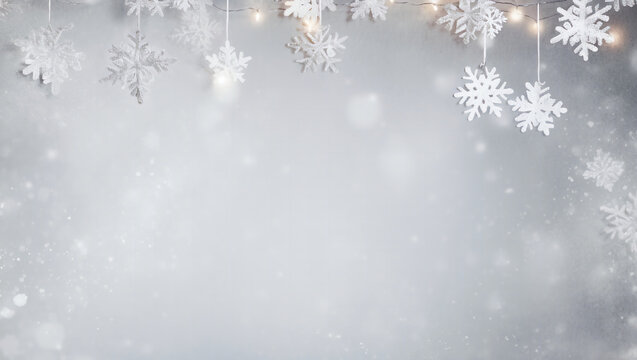 New Year's background. Falling snow that falls in winter.