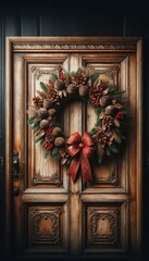 Christmas wreath on the door.
