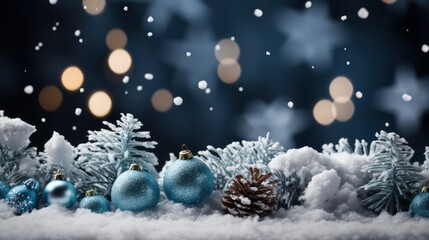 Obraz na płótnie Canvas Merry Christmas and happy New Year background copy space, Generative AI