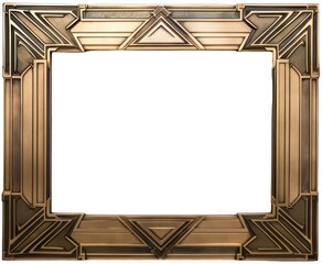 Vintage and antique art deco photo frame isolated on transparent background