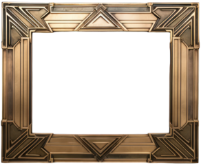 Vintage and antique art deco photo frame isolated on transparent background