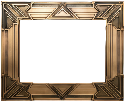 Vintage and antique art deco photo frame isolated on transparent background