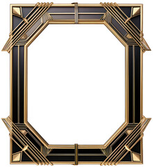 Vintage and antique art deco photo frame isolated on transparent background