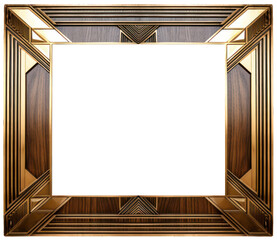 Vintage and antique art deco photo frame isolated on transparent background
