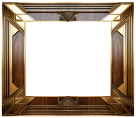 Vintage and antique art deco photo frame isolated on transparent background