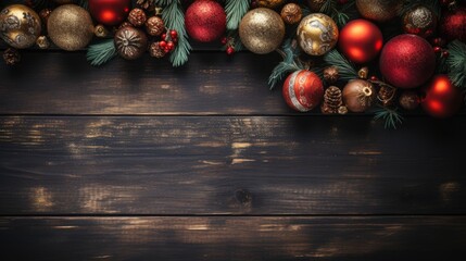 Naklejka premium Merry Christmas and happy New Year background copy space, Generative AI