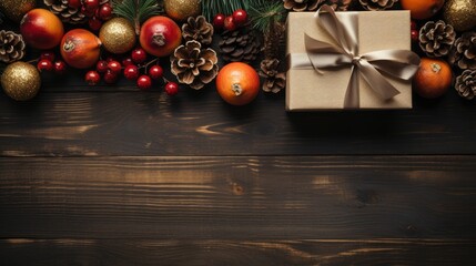 Naklejka premium Merry Christmas and happy New Year background copy space, Generative AI