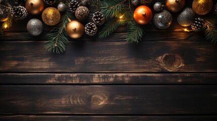 Naklejka premium Merry Christmas and happy New Year background copy space, Generative AI