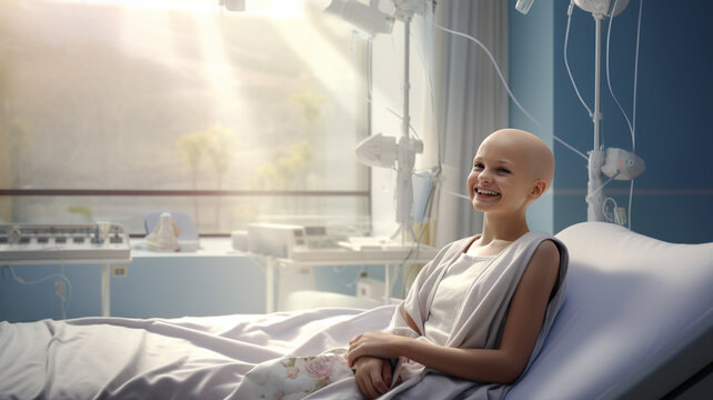 Young girl full of hope during chemotherapy.