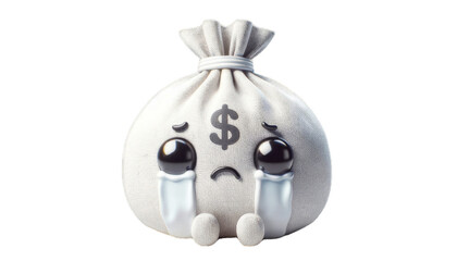 A 3D Model of a Cute Money Bag Crying Amidst a Financial Crisis
