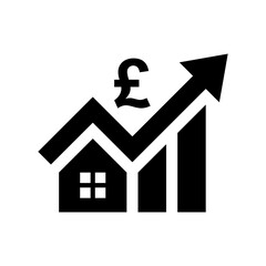 Cost of living icon. Property value. House investment growth. Real estate. Vector icon isolated on white background.
