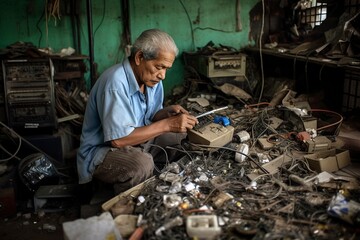 Electronic device recycling industry in underdeveloped countries.