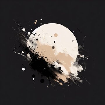 abstract  black white splash on black background