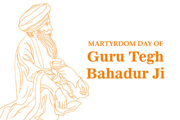 Illustration of Guru Tegh Bahadur Martyrdom Day. It is celebrated in India on 24 November, he was the ninth of ten Gurus who founded the Sikh religion.