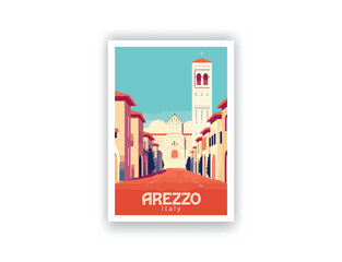 Arezzo, Italy. Vintage Travel Posters. Vector art. Famous Tourist Destinations Posters Art Prints Wall Art and Print Set Abstract Travel for Hikers Campers Living Room Decor