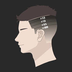 SKIN FADE, EASY STEPS HAIRCUT TUTORIAL vector