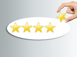 Customer satisfaction with golden star rating.