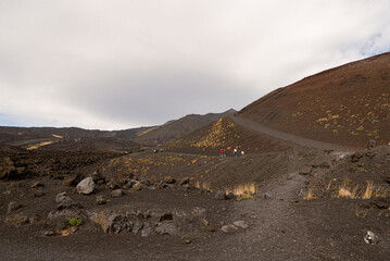 Mount Etna landscape in Sicily, Italy with blue sky