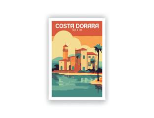 Costa Dorara, Spain. Vintage Travel Posters. Vector art. Famous Tourist Destinations Posters Art Prints Wall Art and Print Set Abstract Travel for Hikers Campers Living Room Decor