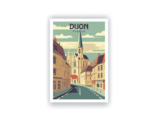 Dijon, France. Vintage Travel Posters. Vector art. Famous Tourist Destinations Posters Art Prints Wall Art and Print Set Abstract Travel for Hikers Campers Living Room Decor