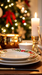 Dishware and crockery set for winter holiday family dinner, Christmas homeware decor for holidays in the English country house, gift set and home styling