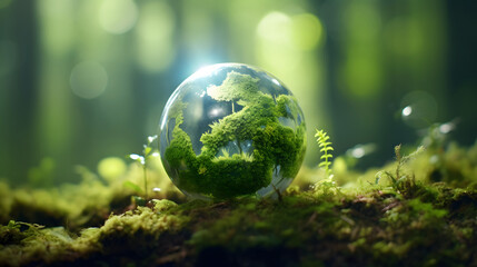 Obraz na płótnie Canvas Digital environmental protection forest green planet graphics poster background