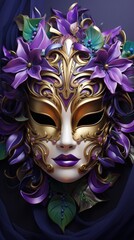 Mardi Gras template. Banner for mardi gras carnival in violet,green,yellow colors