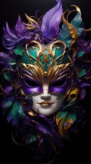 Mardi Gras template. Banner for mardi gras carnival in violet,green,yellow colors